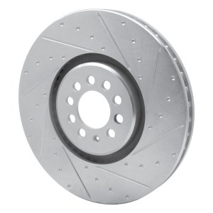 Audi TT Brake Rotor (1) - Right Front - R1 Concepts - Drilled & Slotted - Silver - `04-`06